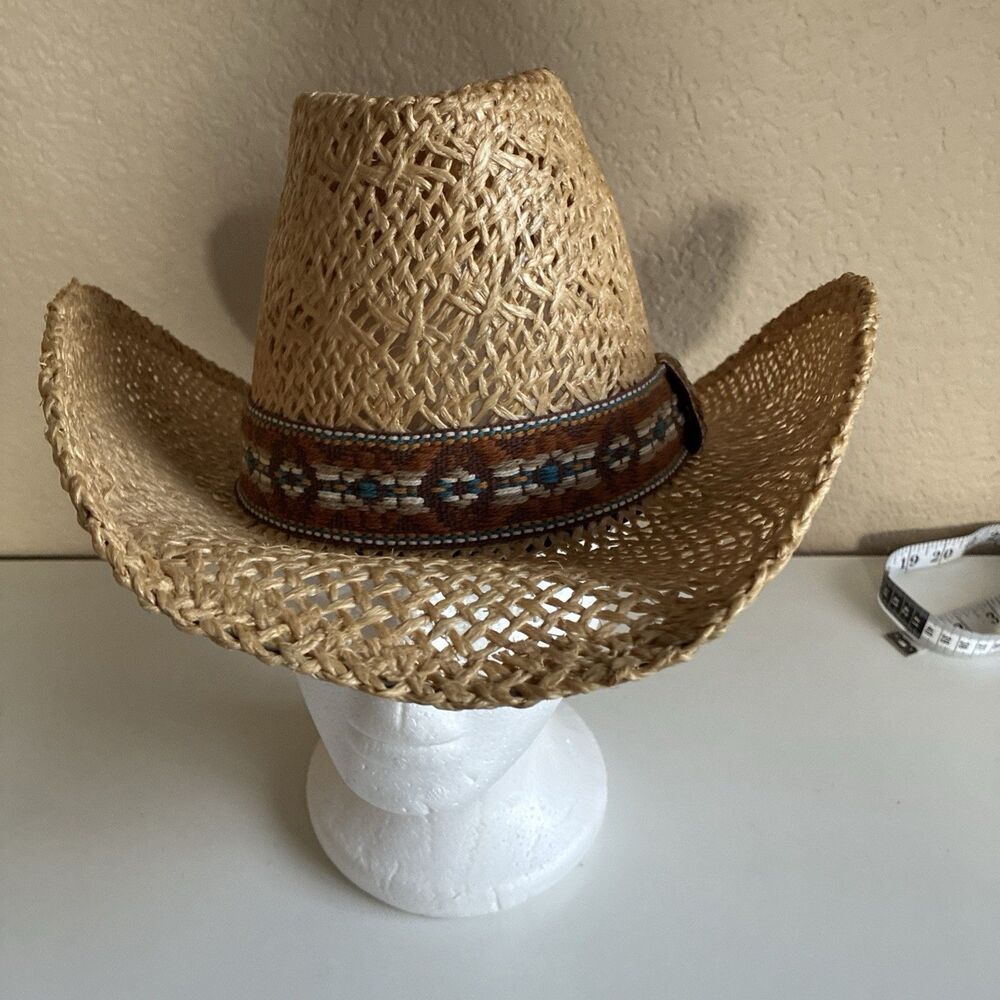 American Hat Co Straw Cowboy Hat 6 7/8 Western Ranch Rodeo Tan Festival Beach